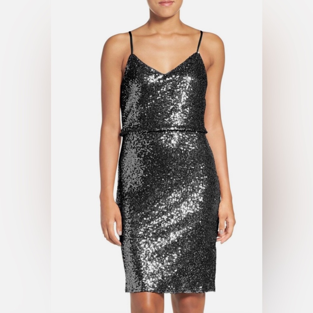 Jenny Yoo Emery Charcoal Sequin Dress Size 8